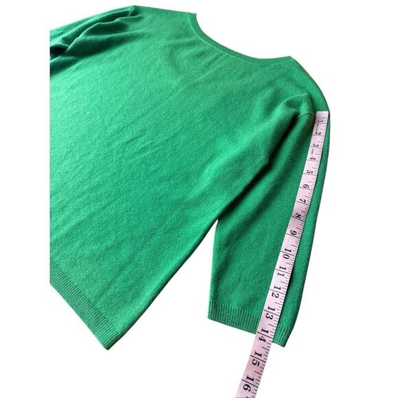 Ann Taylor 100% Cashmere Kelly Green 3/4 Sleeve Sweater Size M - Picture 7 of 9